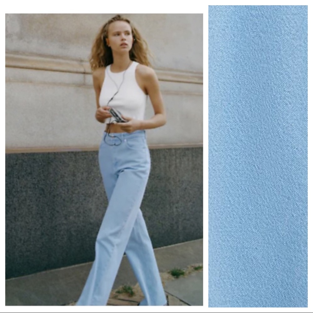 NWT. Zara Light Blue Full Length High Waisted Jeans. Size 4.